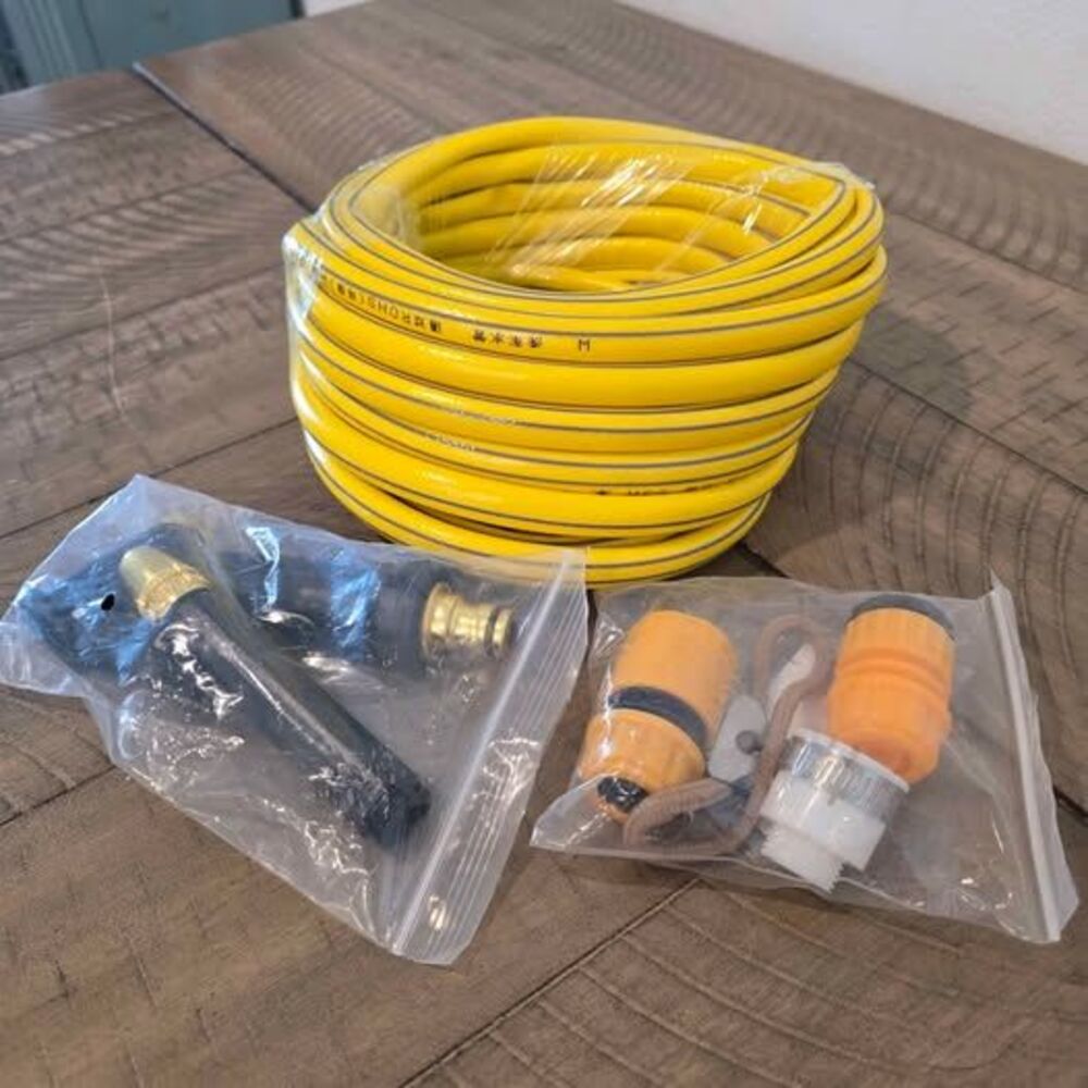33 Ft Reinforced PVC Garden Water Hose Kit with Spray Nozzle & Connectors